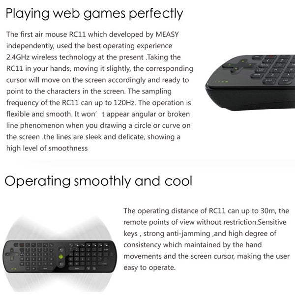 Measy RC11 2.4G USB Wireless Keyboard Gyroscope Air Fly Mouse for Mini PC / Android TV Box