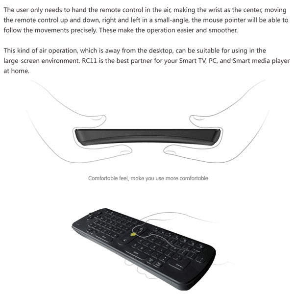 Measy RC11 2.4G USB Wireless Keyboard Gyroscope Air Fly Mouse for Mini PC / Android TV Box