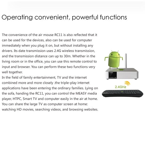 Measy RC11 2.4G USB Wireless Keyboard Gyroscope Air Fly Mouse for Mini PC / Android TV Box