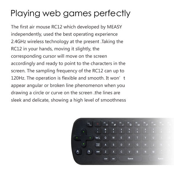 Measy RC12 2.4G USB Wireless Keyboard Touchpad Air Fly Mouse for Mini PC / Android TV Box