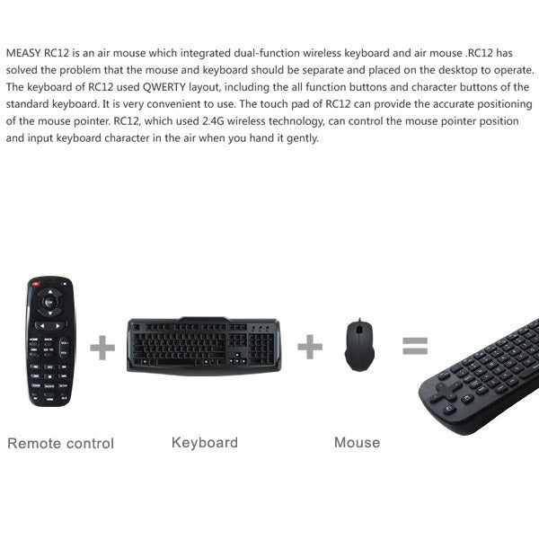 Measy RC12 2.4G USB Wireless Keyboard Touchpad Air Fly Mouse for Mini PC / Android TV Box