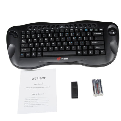 W9710RF 2.4G Wireless Multimedia Keyboard with Tracking ball(Black)