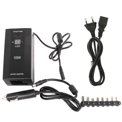 100W Universal AC / DC Charge Adapter with USB Port & Car Charger for Laptop / Mobile Phone, EU Plug (Output: DC 12 / 15 / 16 / 18 / 19 / 20V 4.5A; DC22 / 24V 4.0A; DC 5V 1A USB Port)