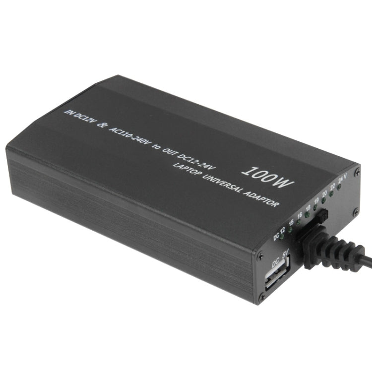 100W Notebook Power Adapter with Car Charger Cable, EU Plug(Black)