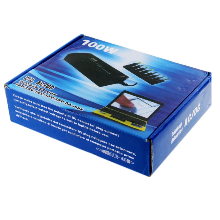 100W Notebook Power Adapter with Car Charger Cable, EU Plug(Black)