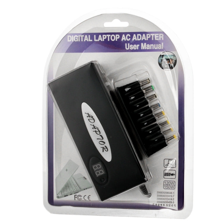 YB-SC1500B 150W Universal AC Adapter for Notebook, Touch Selection Voltage, Lock Voltage After 30 Seconds(Black)