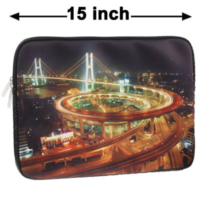 Overpass Night Pattern Soft Sleeve Case Zipper Bag with Dual-Zipped Close for 15 inch Laptop