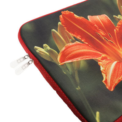 Calla Pattern Soft Sleeve Case Zipper Bag with Dual-Zipped Close for 15 inch Laptop