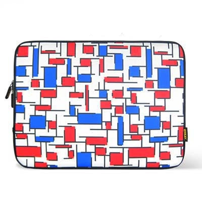 ENKAY ENK-2003 2-color Lattice Pattern Thermal Printing Soft Sleeve Case Zipper Bag for 10 / 10.1 inch Laptop (Red+Blue)