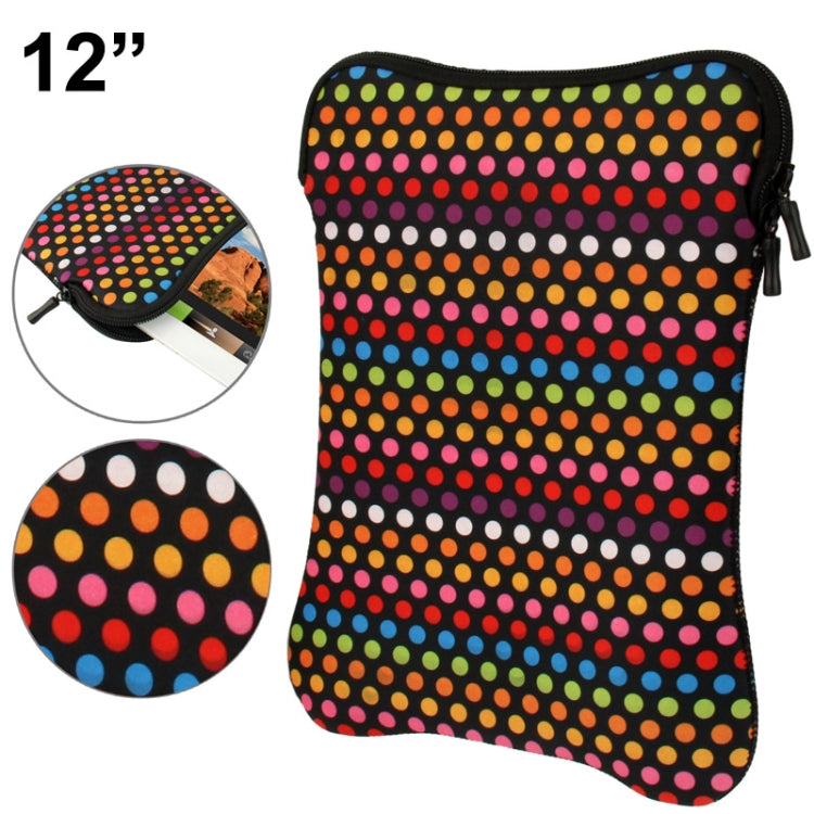 Colored Dot Pattern Thermal Transfer Soft Protective Laptop Zipper Bag for 12 inch Laptop