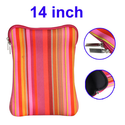 Colored Lines Pattern Thermal Printing Soft Sleeve Case Zipper Bag for 14 inch Laptop