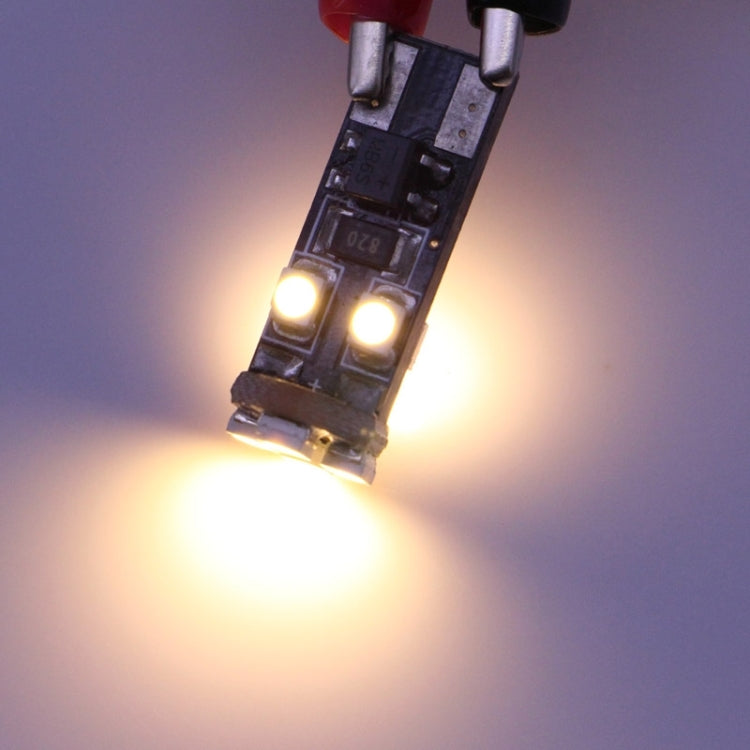 2 PCS T10 1.5W 50LM Warm White Light 8 LED 3528 SMD CANBUS Car Signal Light Bulb