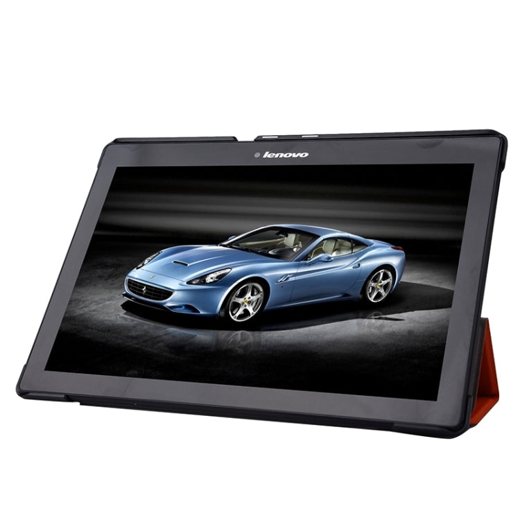 Karst Texture Horizontal Flip Solid Color Leather Case with Three-Folding Holder for Lenovo Tab2 A10-70