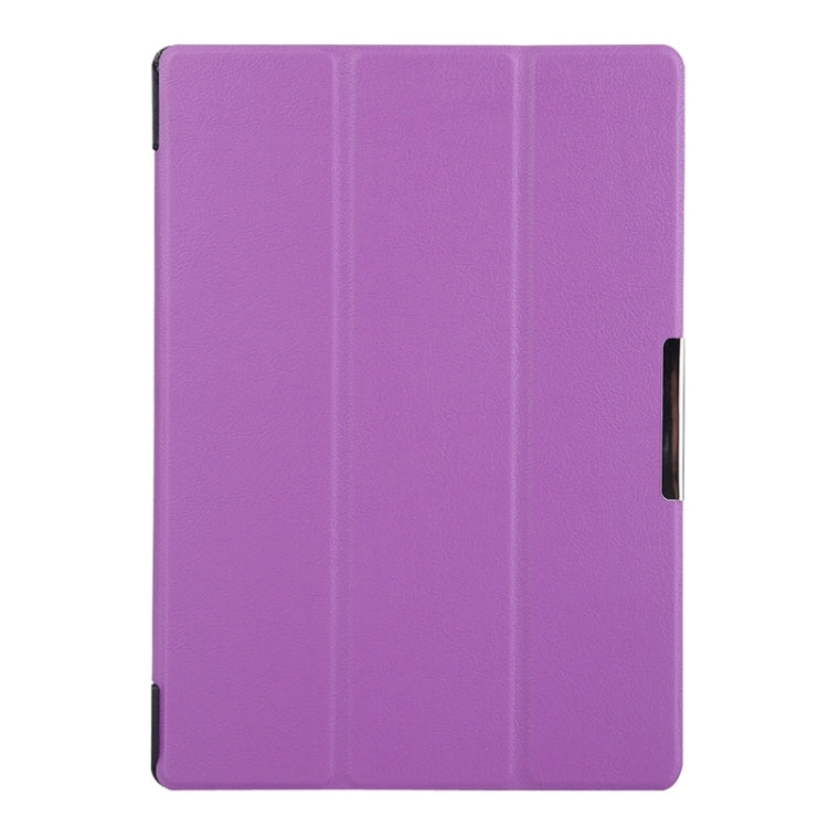 Karst Texture Horizontal Flip Solid Color Leather Case with Three-Folding Holder for Lenovo Tab2 A10-70