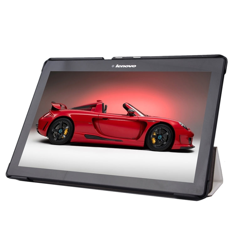 Karst Texture Horizontal Flip Solid Color Leather Case with Three-Folding Holder for Lenovo Tab2 A10-70