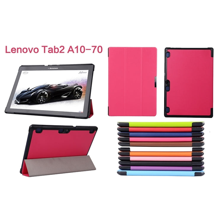 Karst Texture Horizontal Flip Solid Color Leather Case with Three-Folding Holder for Lenovo Tab2 A10-70