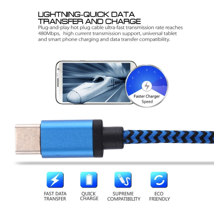 1m Woven Style USB-C / Type-C 3.1 to USB 2.0 Data Sync Charge Cable