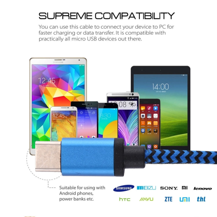 1m Woven Style USB-C / Type-C 3.1 to USB 2.0 Data Sync Charge Cable