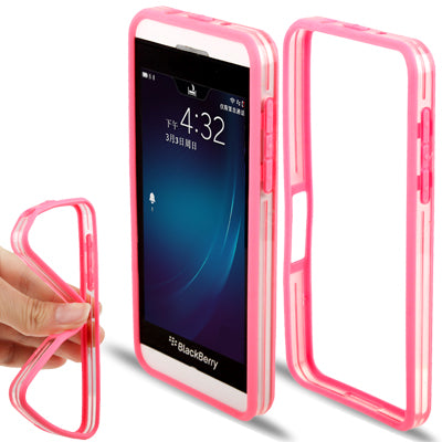 2-color Translucent TPU Bumper Frame with Volume Button for BlackBerry Z10(Pink)