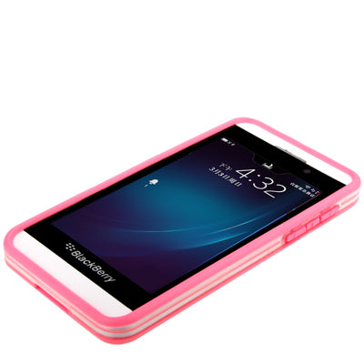 2-color Translucent TPU Bumper Frame with Volume Button for BlackBerry Z10(Pink)