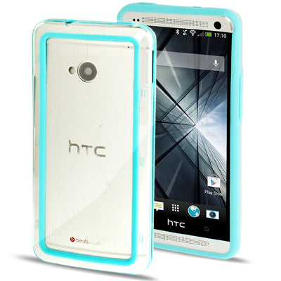 TPU + Transparent Plastic Bumper Frame Case for HTC One / M7