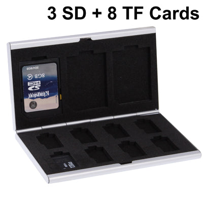 11 in 1 Memory Card Protective Case Box for TF Card / SD Card, Size: 88 x 50 x 8.5mm(Silver)