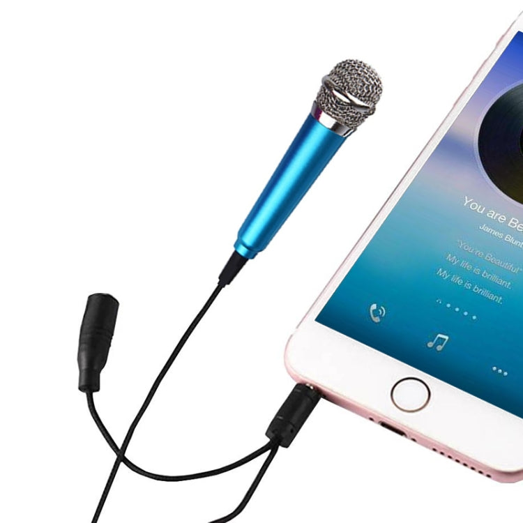 3.5mm Male + 3.5mm Female Ports Mini Household Mobile Phone Sing Song Metal Condenser Microphone, Compatible with IOS / Android System