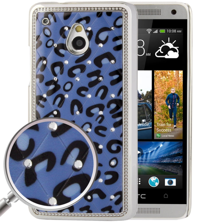Blue Leopard Pattern Diamond Encrusted Skin Plating Plastic Case for HTC One mini / M4(Blue)