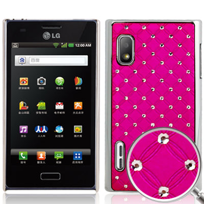 Luxury Bling Diamond Plating Skinning Case for LG Optimus L5 / E612(Magenta)