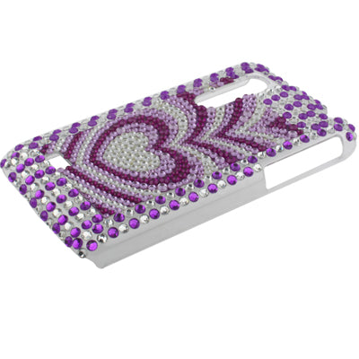 Purple Heart-Shaped Pattern Diamond Encrusted Plastic Case for LG P920