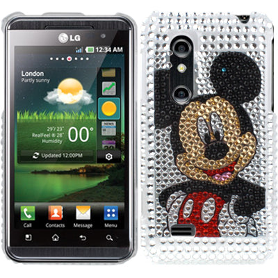 Mickey Pattern Diamond Encrusted Plastic Case for LG P920 Optimus 3D