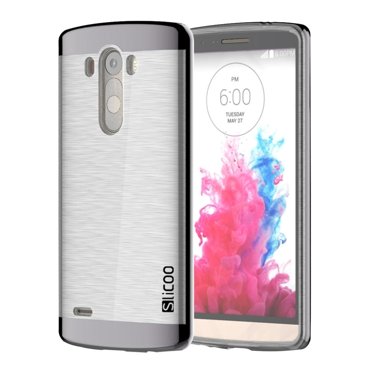 Slicoo Brushed Texture Electroplating Transparenct TPU + PC Combination Case for LG G3 / D855