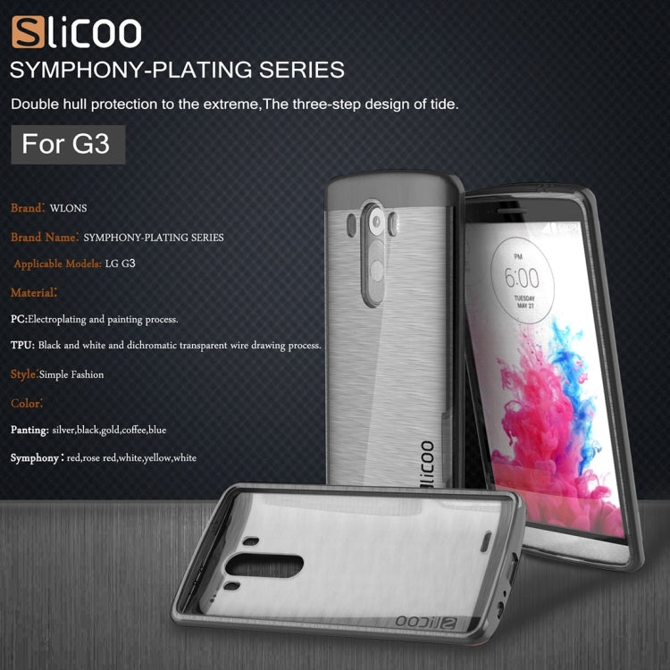 Slicoo Brushed Texture Electroplating Transparenct TPU + PC Combination Case for LG G3 / D855
