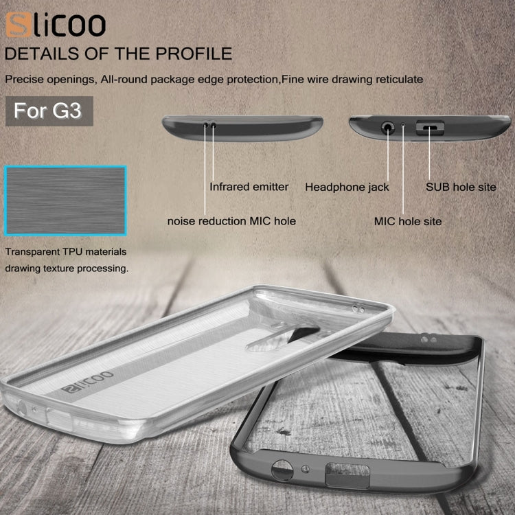 Slicoo Brushed Texture Electroplating Transparenct TPU + PC Combination Case for LG G3 / D855