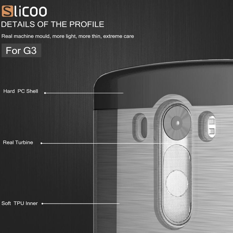 Slicoo Brushed Texture Electroplating Transparenct TPU + PC Combination Case for LG G3 / D855