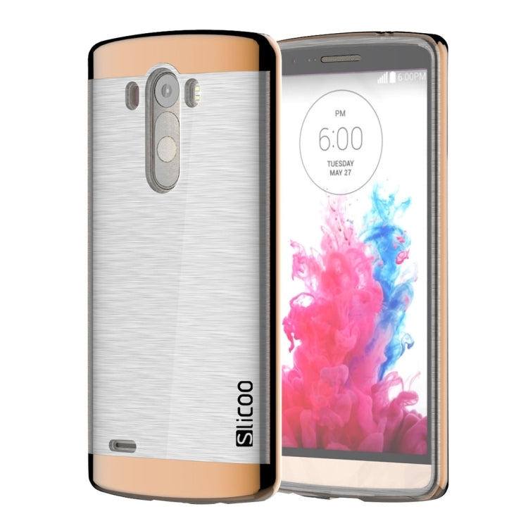 Slicoo Brushed Texture Electroplating Transparenct TPU + PC Combination Case for LG G3 / D855