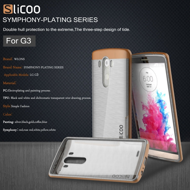 Slicoo Brushed Texture Electroplating Transparenct TPU + PC Combination Case for LG G3 / D855