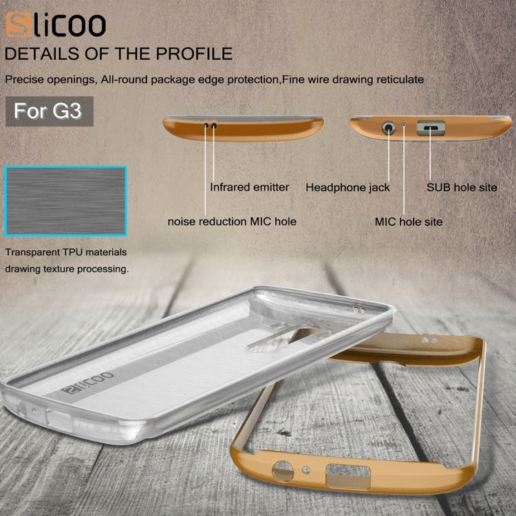 Slicoo Brushed Texture Electroplating Transparenct TPU + PC Combination Case for LG G3 / D855