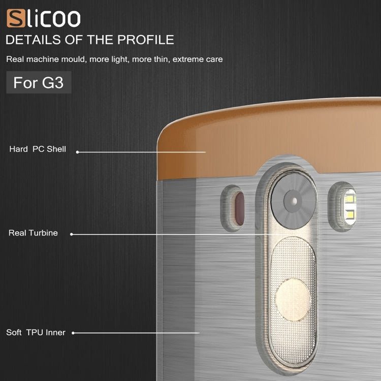 Slicoo Brushed Texture Electroplating Transparenct TPU + PC Combination Case for LG G3 / D855