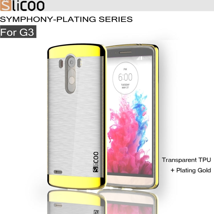 Slicoo Brushed Texture Electroplating Transparenct TPU + PC Combination Case for LG G3 / D855