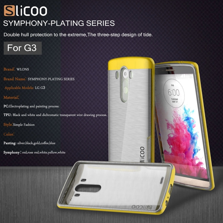 Slicoo Brushed Texture Electroplating Transparenct TPU + PC Combination Case for LG G3 / D855