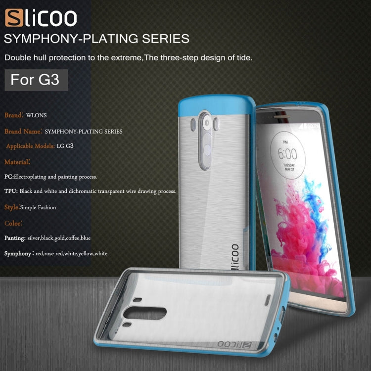 Slicoo Brushed Texture Electroplating Transparenct TPU + PC Combination Case for LG G3 / D855