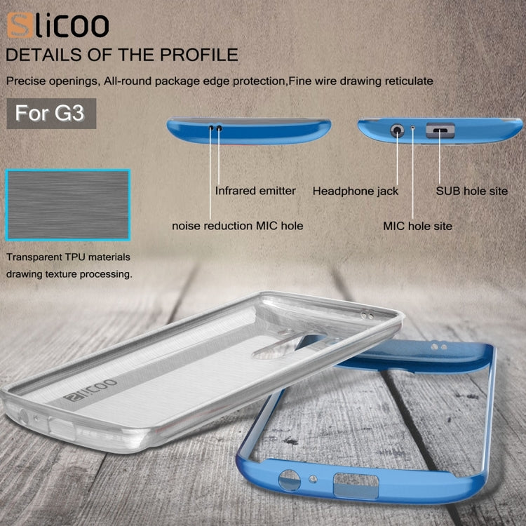 Slicoo Brushed Texture Electroplating Transparenct TPU + PC Combination Case for LG G3 / D855