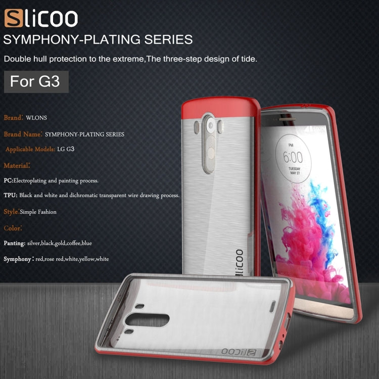 Slicoo Brushed Texture Electroplating Transparenct TPU + PC Combination Case for LG G3 / D855