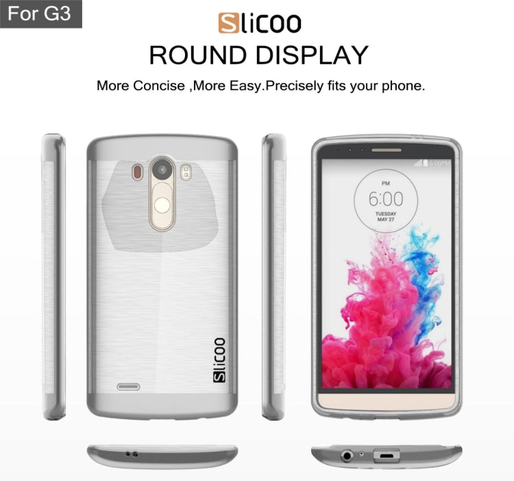 Slicoo Brushed Texture Electroplating Transparenct TPU + PC Combination Case for LG G3 / D855
