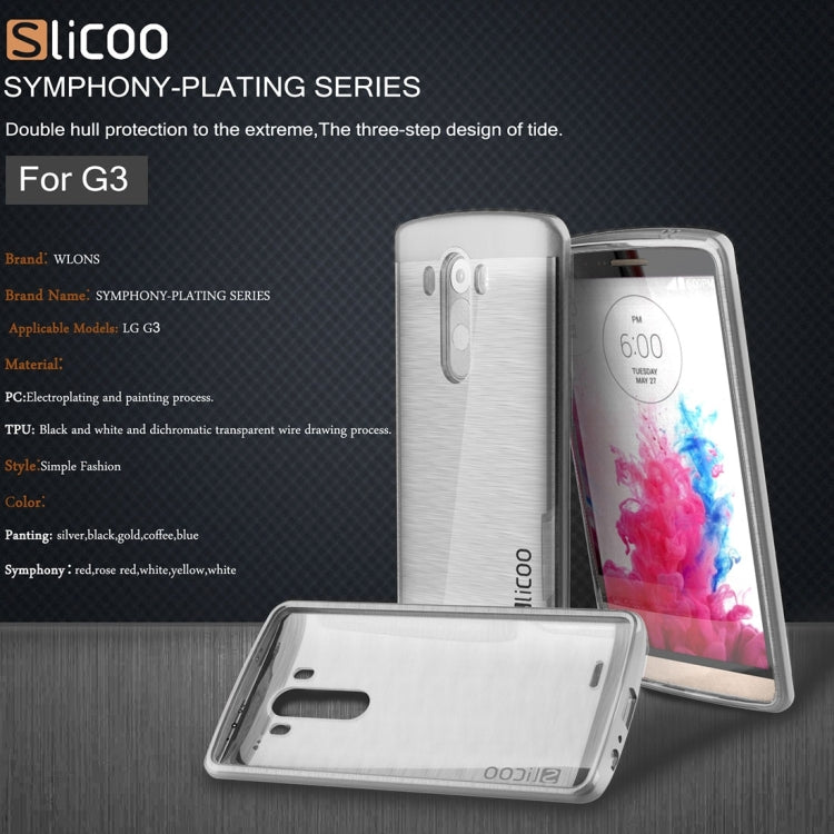 Slicoo Brushed Texture Electroplating Transparenct TPU + PC Combination Case for LG G3 / D855