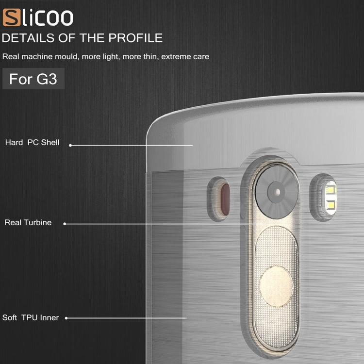 Slicoo Brushed Texture Electroplating Transparenct TPU + PC Combination Case for LG G3 / D855