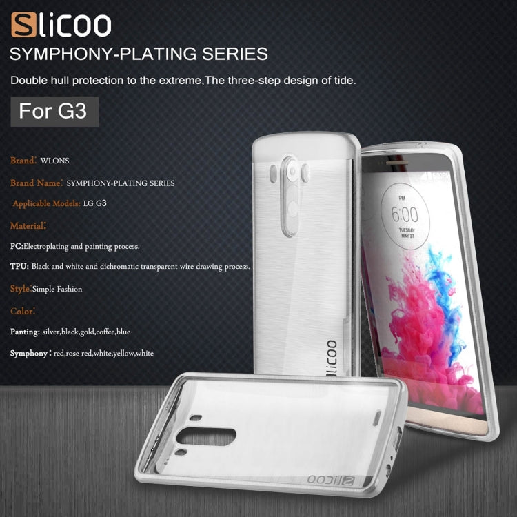 Slicoo Brushed Texture Electroplating Transparenct TPU + PC Combination Case for LG G3 / D855