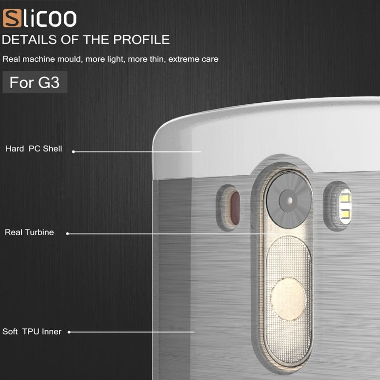 Slicoo Brushed Texture Electroplating Transparenct TPU + PC Combination Case for LG G3 / D855