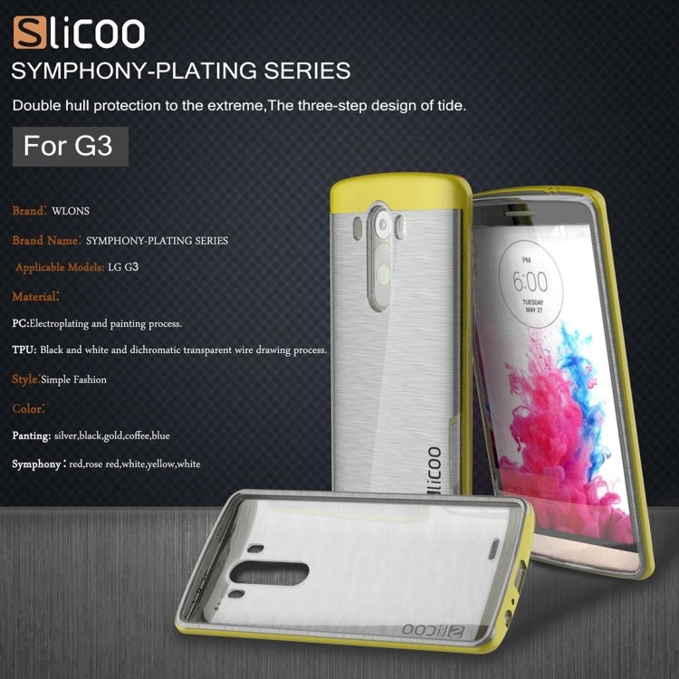 Slicoo Brushed Texture Electroplating Transparenct TPU + PC Combination Case for LG G3 / D855